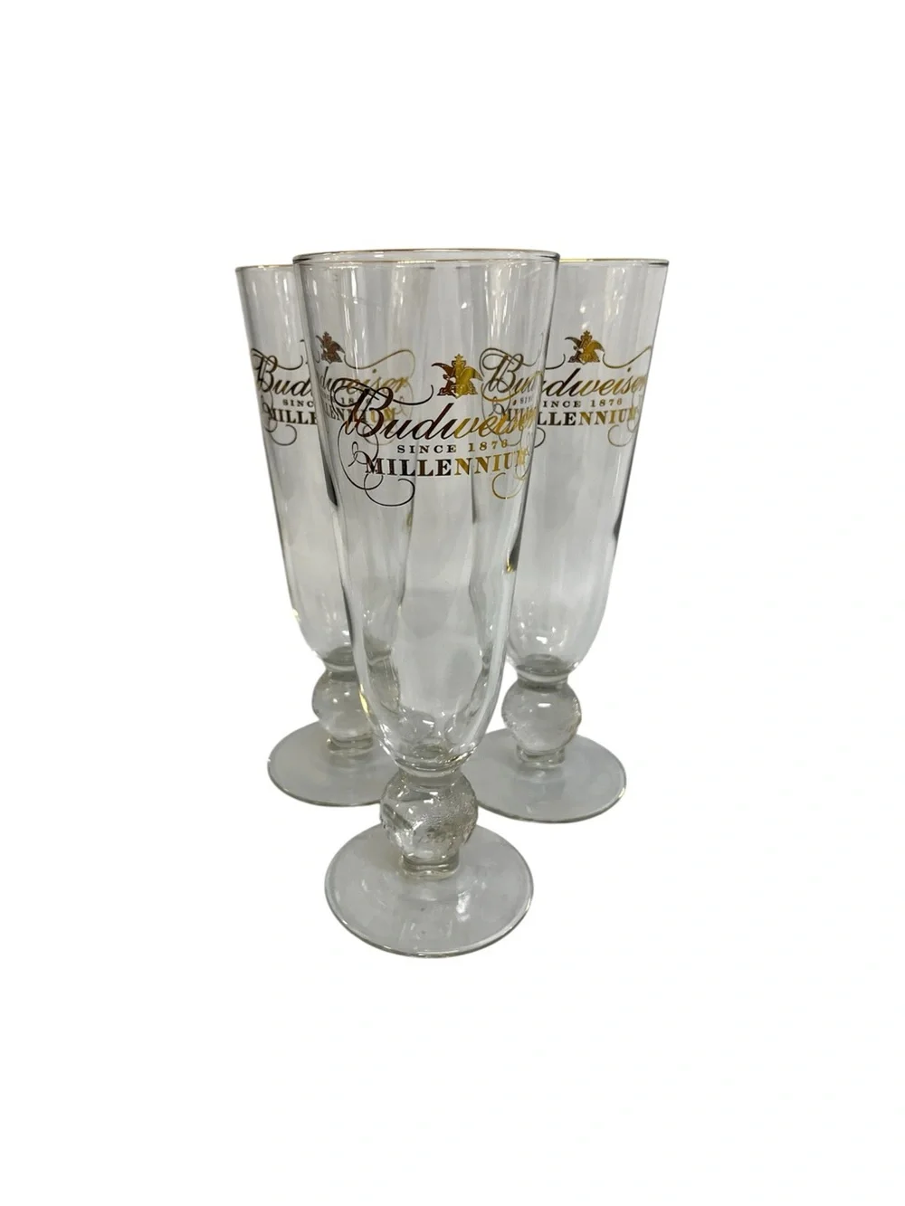 Set of 3 Budweiser Millennium Pilsner Glasses Collector Edition Beer Glasses